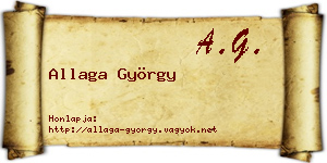 Allaga György névjegykártya